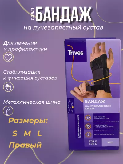 Бандаж на лучезапястный сустав с анатомическими шинами Т.36.11 (Т-8311)