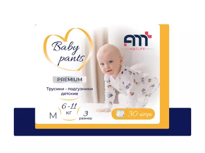 Подгузники трусики AMTLIFE premium 3, размер М, на 6-11 кг, 30 шт