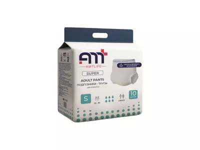 Трусики-подгузники для взрослых AMTlife Super, размер S (55-85)